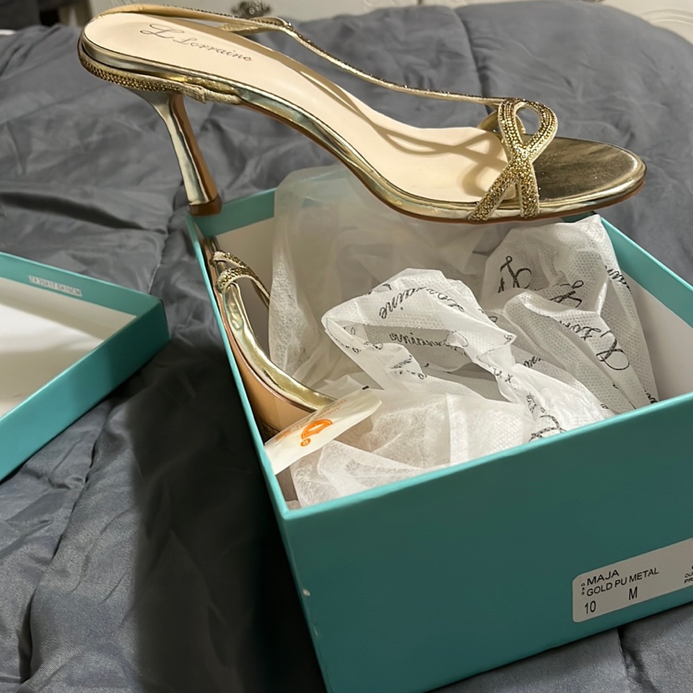 Golden low heels